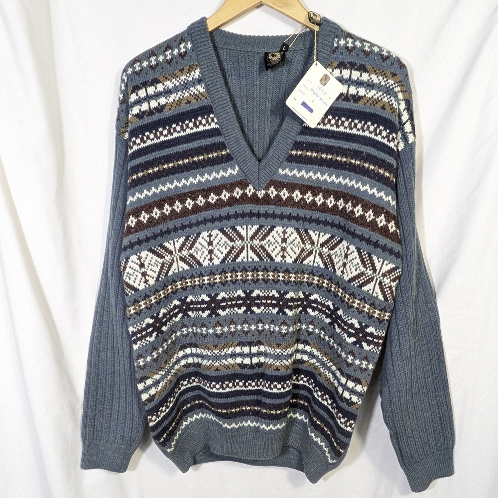 Men's Blue‎ Patterned Sweater Vero Latino Size L